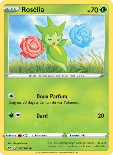 Carte Pokémon Rosélia 003/202, extension Épée et Bouclier