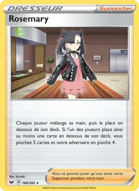Carte Pokémon Rosemary 169/202, extension Épée et Bouclier