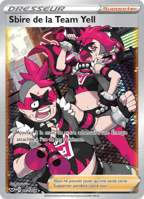 Carte Pokémon Sbire de la Team Yell 202/202, extension Épée et Bouclier