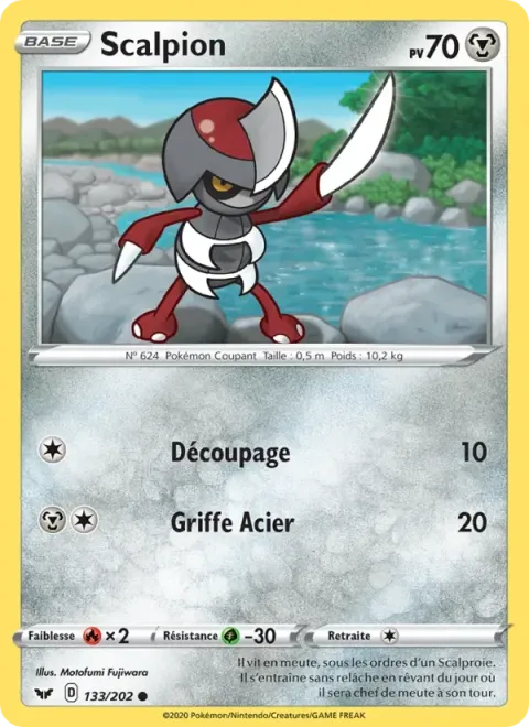 Carte Pokémon Scalpion 133/202, extension Épée et Bouclier