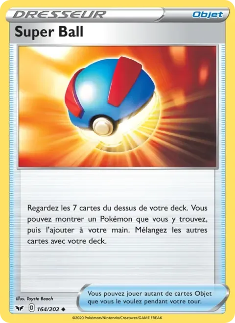 Carte Pokémon Super Ball 164/202, extension Épée et Bouclier