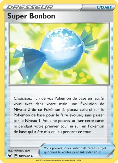 Carte Pokémon Super Bonbon 180/202, extension Épée et Bouclier