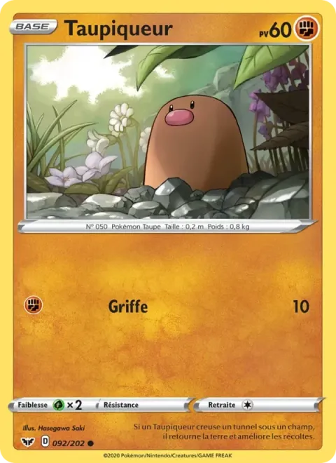 Carte Pokémon Taupiqueur 092/202, extension Épée et Bouclier
