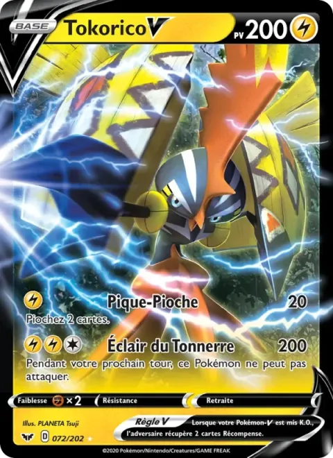 Carte Pokémon Tokorico V 072/202, extension Épée et Bouclier