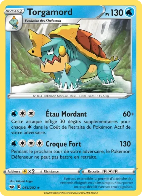 Carte Pokémon Torgamord 061/202, extension Épée et Bouclier