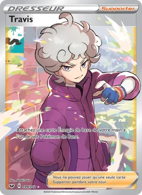 Carte Pokémon Travis 199/202, extension Épée et Bouclier