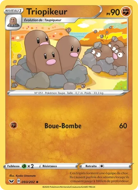Carte Pokémon Triopikeur 093/202, extension Épée et Bouclier