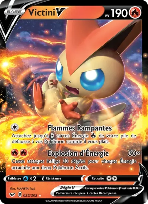 Carte Pokémon Victini V 025/202, extension Épée et Bouclier