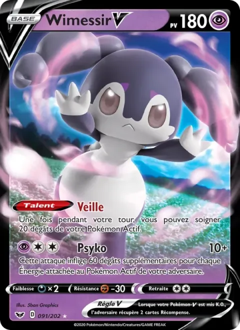 Carte Pokémon Wimessir V 091/202, extension Épée et Bouclier