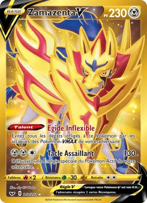 Carte Pokémon Zamazenta V 212/202, extension Épée et Bouclier