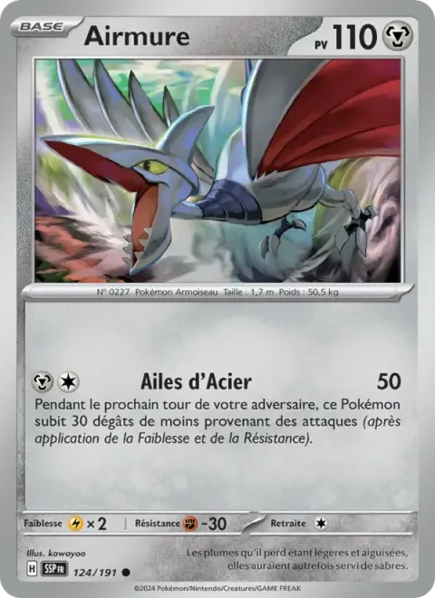 Carte Pokémon Airmure 124/191, extension Étincelles Déferlantes