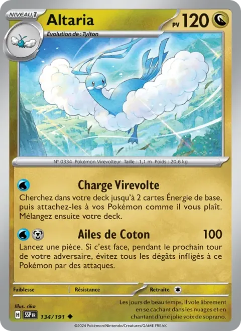 Carte Pokémon Altaria 134/191, extension Étincelles Déferlantes
