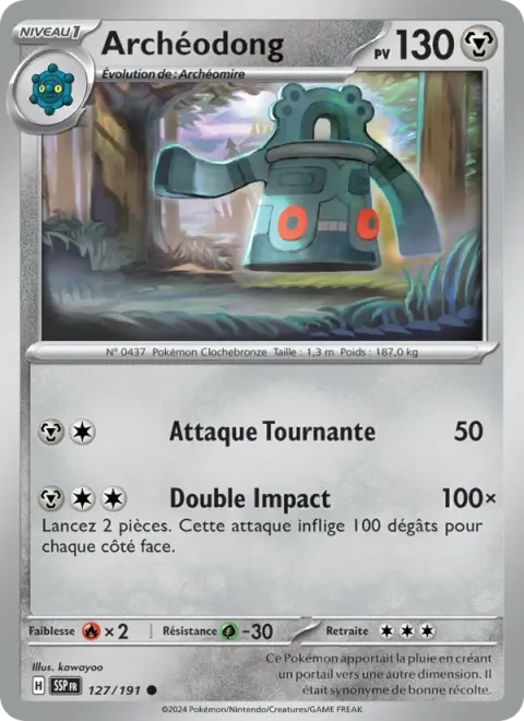 Carte Pokémon Archéodong 127/191, extension Étincelles Déferlantes