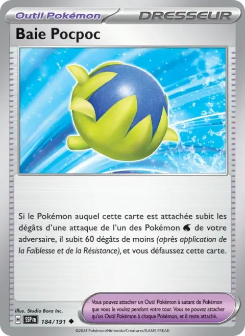 Carte Pokémon Baie Pocpoc 184/191, extension Étincelles Déferlantes