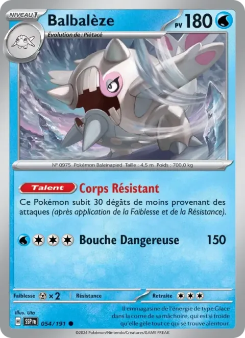 Carte Pokémon Balbalèze 054/191, extension Étincelles Déferlantes
