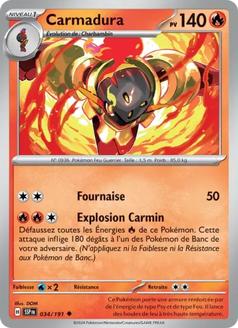 Carte Pokémon Carmadura 034/191, extension Étincelles Déferlantes