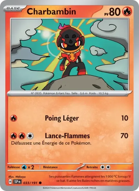 Carte Pokémon Charbambin 033/191, extension Étincelles Déferlantes