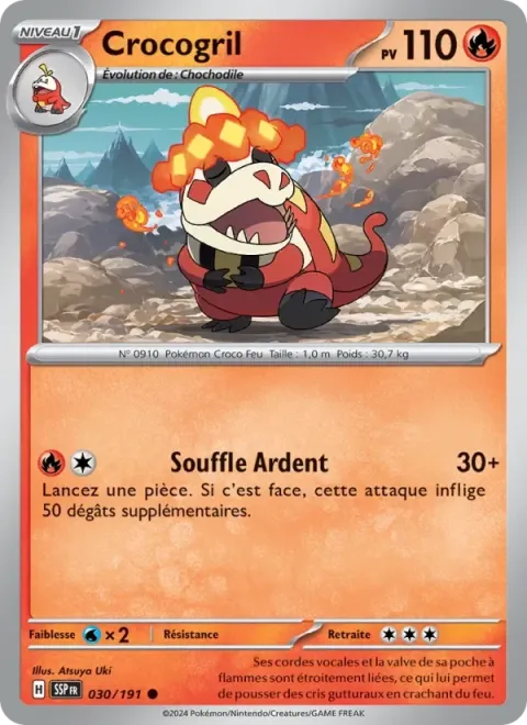 Carte Pokémon Crocogril 030/191, extension Étincelles Déferlantes