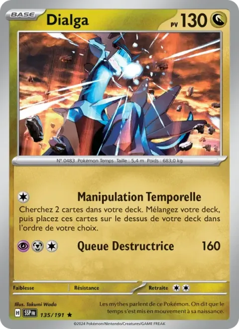 Carte Pokémon Dialga 135/191, extension Étincelles Déferlantes