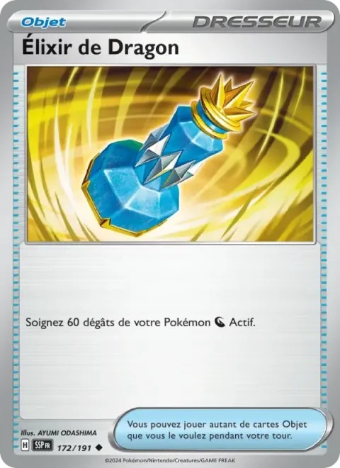 Carte Pokémon Élixir de Dragon 172/191, extension Étincelles Déferlantes
