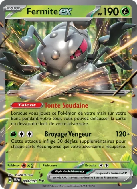 Carte Pokémon Fermite-ex 004/191, extension Étincelles Déferlantes
