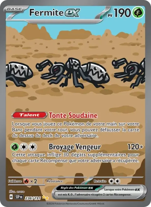 Carte Pokémon Fermite-ex 236/191, extension Étincelles Déferlantes