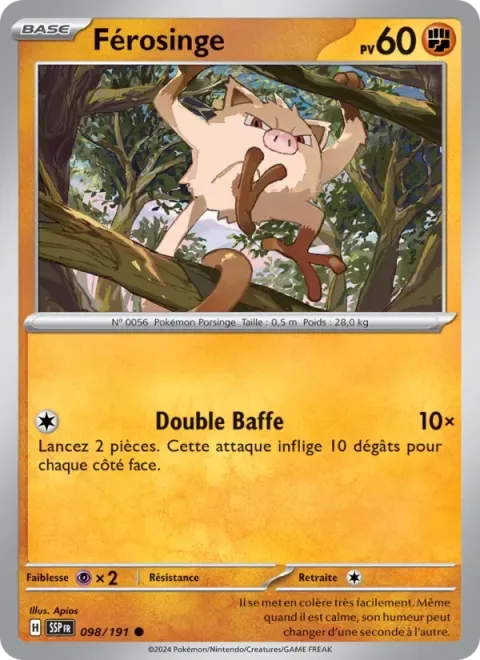 Carte Pokémon Férosinge 098/191, extension Étincelles Déferlantes