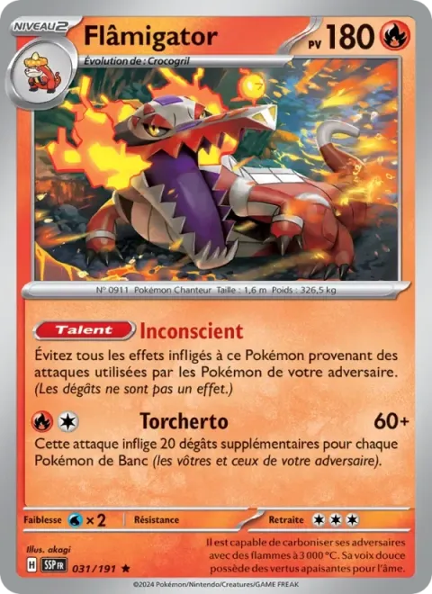 Carte Pokémon Flâmigator 031/191, extension Étincelles Déferlantes