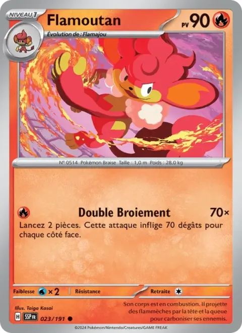 Carte Pokémon Flamoutan 023/191, extension Étincelles Déferlantes