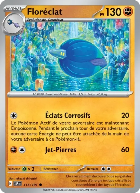 Carte Pokémon Floréclat 115/191, extension Étincelles Déferlantes