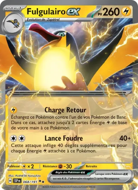 Carte Pokémon Fulgulairo-ex 068/191, extension Étincelles Déferlantes