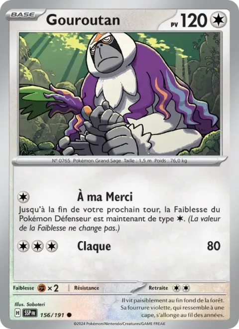 Carte Pokémon Gouroutan 156/191, extension Étincelles Déferlantes