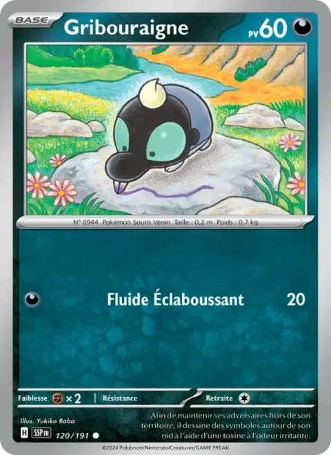 Carte Pokémon Gribouraigne 120/191, extension Étincelles Déferlantes