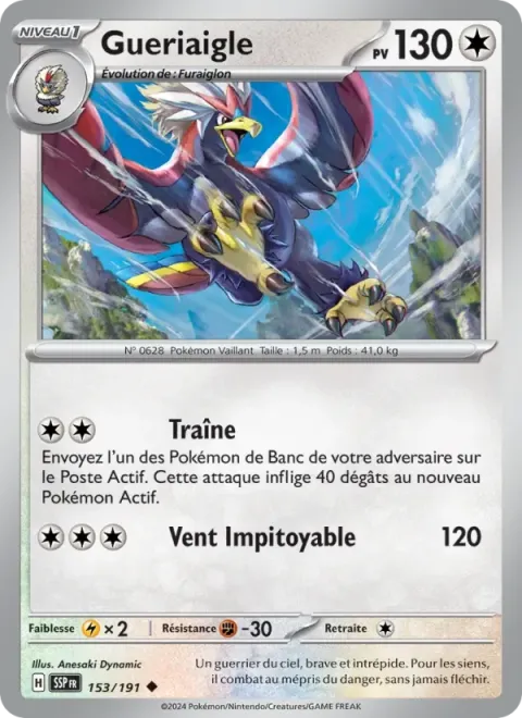 Carte Pokémon Gueriaigle 153/191, extension Étincelles Déferlantes