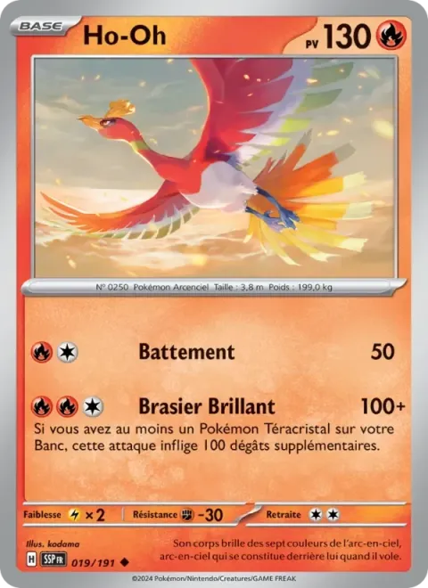 Carte Pokémon Ho-Oh 019/191, extension Étincelles Déferlantes
