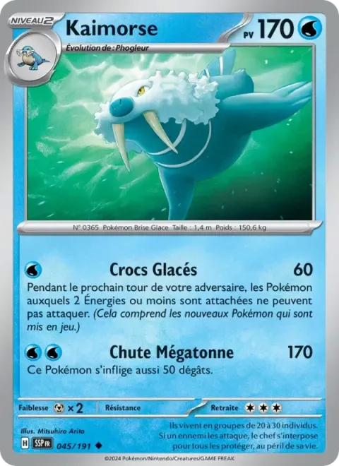 Carte Pokémon Kaimorse 045/191, extension Étincelles Déferlantes