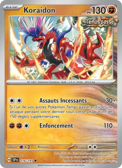 Carte Pokémon Koraidon 116/191, extension Étincelles Déferlantes
