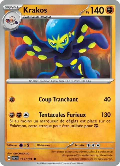 Carte Pokémon Krakos 113/191, extension Étincelles Déferlantes