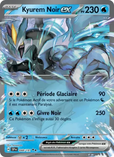 Carte Pokémon Kyurem Noir-ex 048/191, extension Étincelles Déferlantes