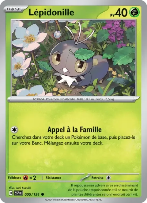 Carte Pokémon Lépidonille 005/191, extension Étincelles Déferlantes