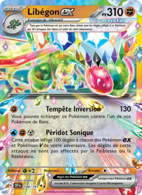Carte Pokémon Libégon-ex 106/191, extension Étincelles Déferlantes