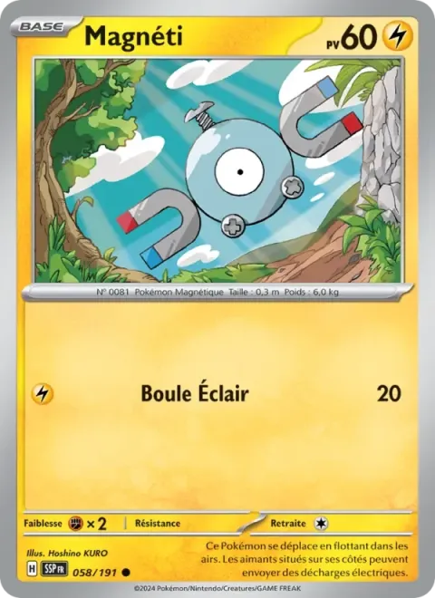 Carte Pokémon Magnéti 058/191, extension Étincelles Déferlantes