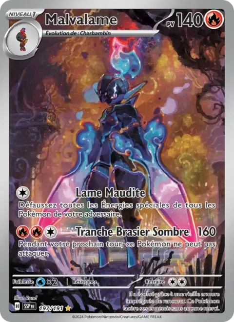 Carte Pokémon Malvalame 197/191, extension Étincelles Déferlantes