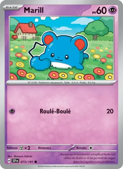 Carte Pokémon Marill 073/191, extension Étincelles Déferlantes