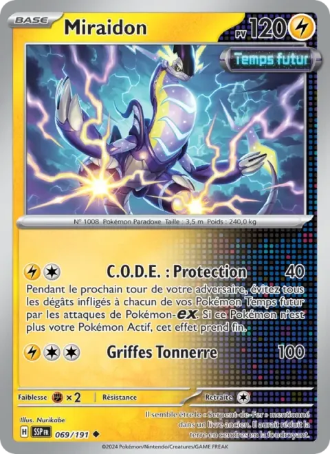 Carte Pokémon Miraidon 069/191, extension Étincelles Déferlantes