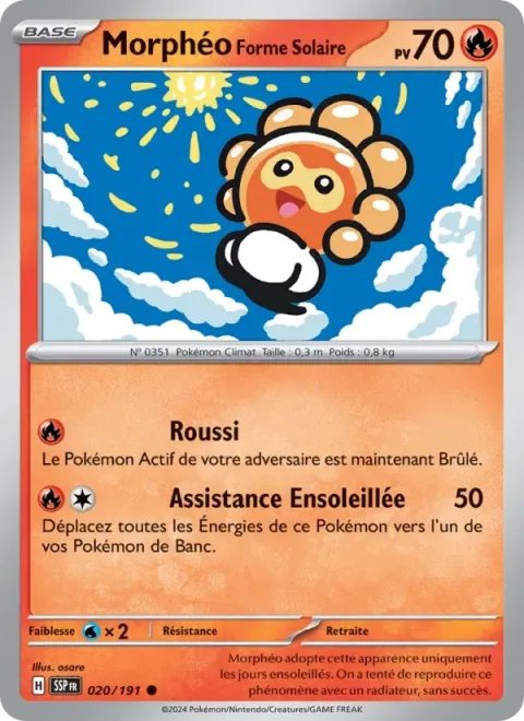 Carte Pokémon Morphéo Forme Solaire 020/191, extension Étincelles Déferlantes