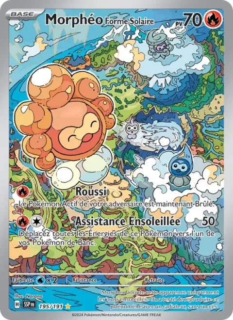 Carte Pokémon Morphéo Forme Solaire 195/191, extension Étincelles Déferlantes