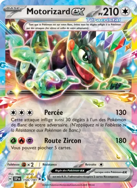 Carte Pokémon Motorizard-ex 159/191, extension Étincelles Déferlantes