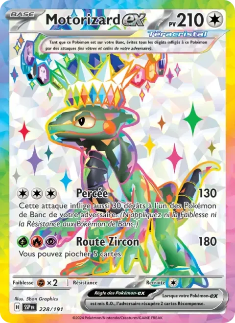 Carte Pokémon Motorizard-ex 228/191, extension Étincelles Déferlantes