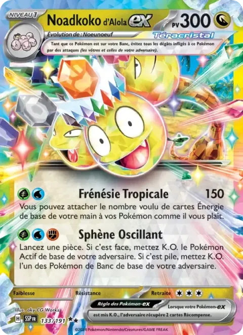 Carte Pokémon Noadkoko d’Alola-ex 133/191, extension Étincelles Déferlantes